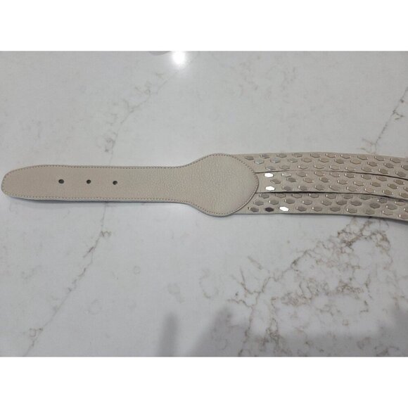 B-Low The‎ Belt Studded Leather Wrap Belt Sz Large Ivory Silver Accents Designer main image 8